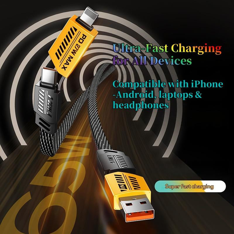 4-In-1 Universal Fast Charge Cable,Works with Iphone & Android,Charge Even Faster,Martchip inside – Hypercharge,Thermalsafe Charge – No Overcharge