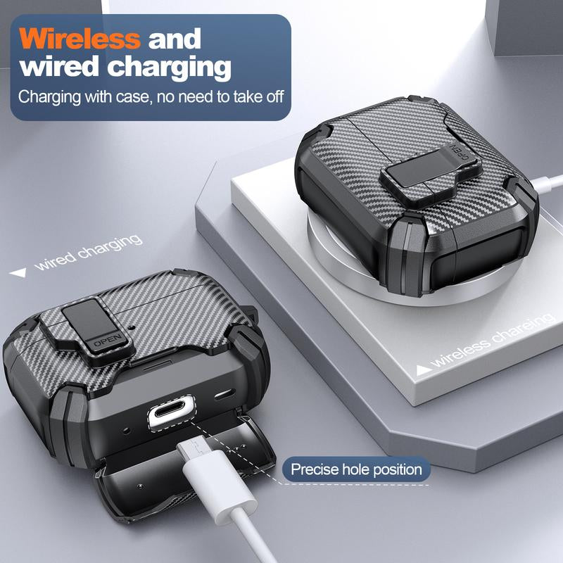 Mulifunctional Earbuds Case with Holder ，Anti-Fall Protective Case ,Generation Case with Secure Lock,Full Body Shockproof Hard Protective Cover for Airpods1/2, 3，Pro,Pro 2,Airpods 4 .In Ear Headphone Pouch ,Earbuds Case,Duarable Protection Audio