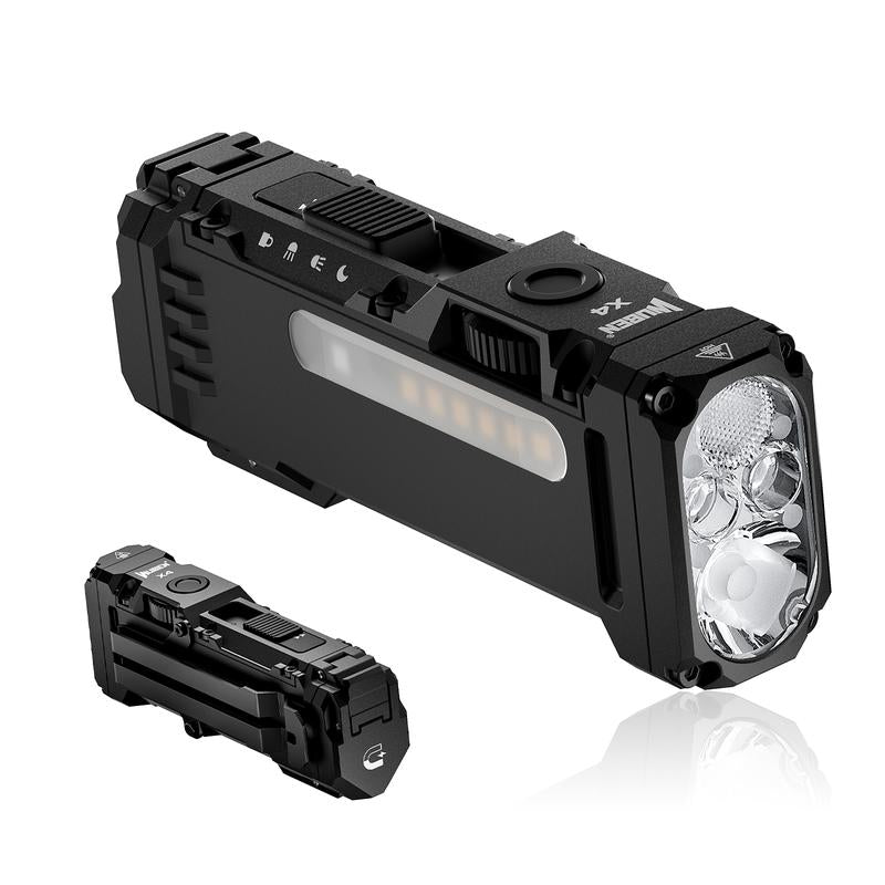 【NEW LAUNCH】WUBEN X4 1500 Lumens Multi-Function LED Flat Flashlight, RGB Mood Light & Side Camping Lamp, Instant-On Tail Switch, USB-C Rechargeable, IP68 Waterproof for Camping, Hiking, Night Patrol