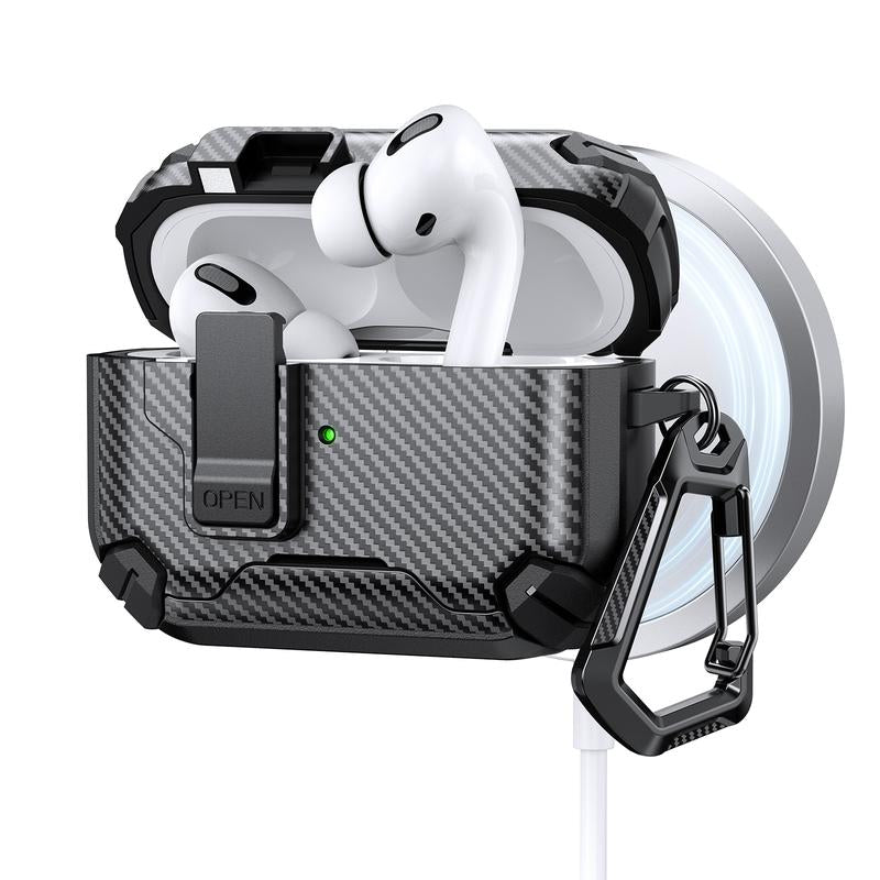 Mulifunctional Earbuds Case with Holder ，Anti-Fall Protective Case ,Generation Case with Secure Lock,Full Body Shockproof Hard Protective Cover for Airpods1/2, 3，Pro,Pro 2,Airpods 4 .In Ear Headphone Pouch ,Earbuds Case,Duarable Protection Audio
