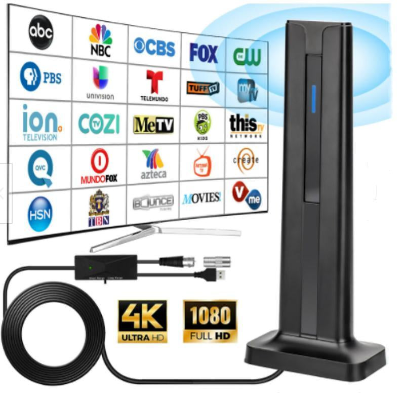 ZIHNIC Digital HD Antenna Indoor HDTV 1080P 4K Long Range High Definition Antenna with USB Cable & Coaxial Connector