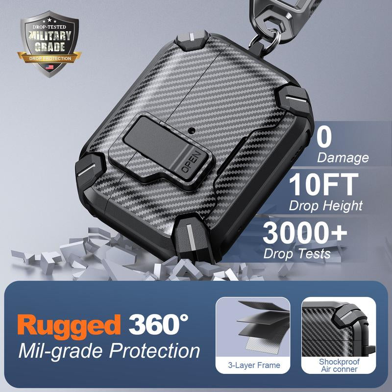 Mulifunctional Earbuds Case with Holder ，Anti-Fall Protective Case ,Generation Case with Secure Lock,Full Body Shockproof Hard Protective Cover for Airpods1/2, 3，Pro,Pro 2,Airpods 4 .In Ear Headphone Pouch ,Earbuds Case,Duarable Protection Audio