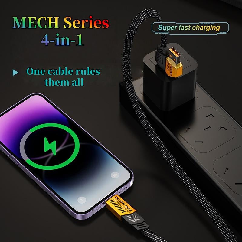 4-In-1 Universal Fast Charge Cable，Works with Iphone & Android，Charge Even Faster，Martchip inside – Hypercharge，Thermalsafe Charge – No Overcharge