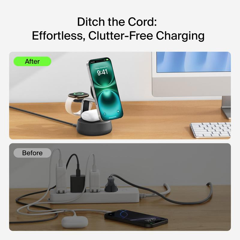 Belkin Ultracharge Pro 3-In-1 Magnetic Charging Dock with Qi2 25W