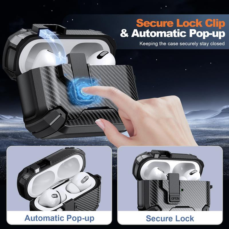 Mulifunctional Earbuds Case with Holder ，Anti-Fall Protective Case ,Generation Case with Secure Lock,Full Body Shockproof Hard Protective Cover for Airpods1/2, 3，Pro,Pro 2,Airpods 4 .In Ear Headphone Pouch ,Earbuds Case,Duarable Protection Audio