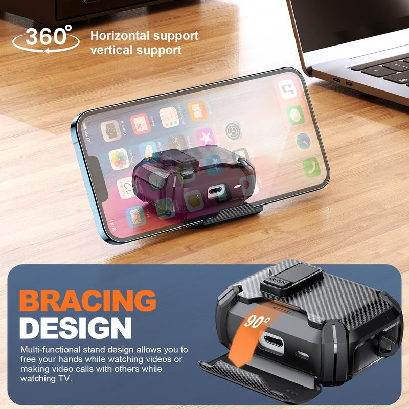 Mulifunctional Earbuds Case with Holder ，Anti-Fall Protective Case ,Generation Case with Secure Lock,Full Body Shockproof Hard Protective Cover for Airpods1/2, 3，Pro,Pro 2,Airpods 4 .In Ear Headphone Pouch ,Earbuds Case,Duarable Protection Audio