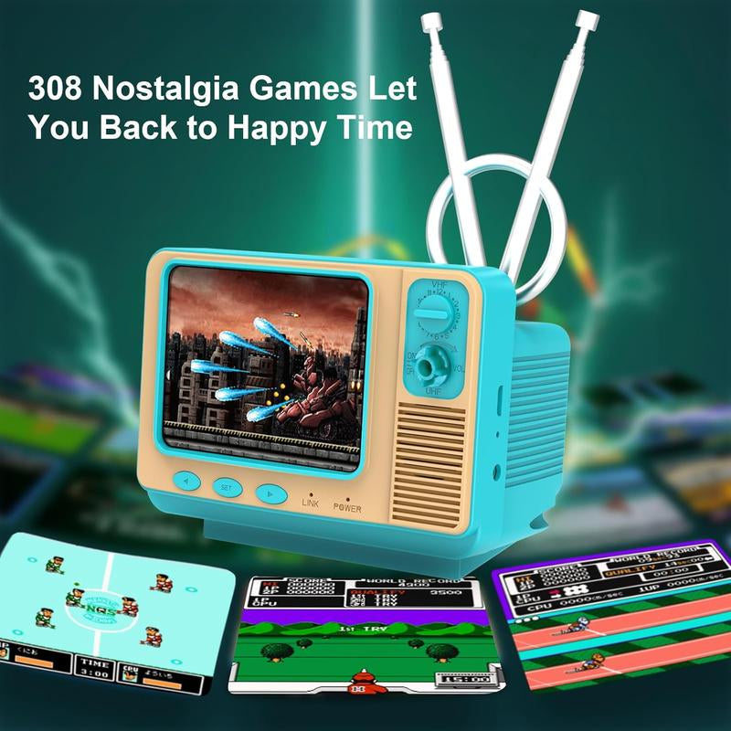 Mini TV Game Console-Gv300S 308-IN-1 HANDHELD ️ BACK to 90S HAPPINESS 3 Inch Screen Retro Video Games Player Support TV Output Electronic Games Xmas Gift for Boys Girls 4-12