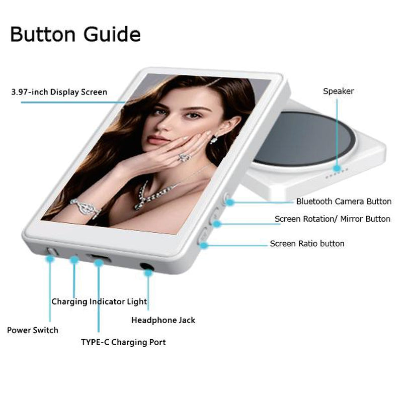Featwell Selfie Display For, Featuring Audio Playback, Wireless Screen Mirroring with Remote Control Functionality (Compatible with Iphone and Android Devices). an Essential Tool for Content Creators, Supporting Live Streaming and Tiktok.