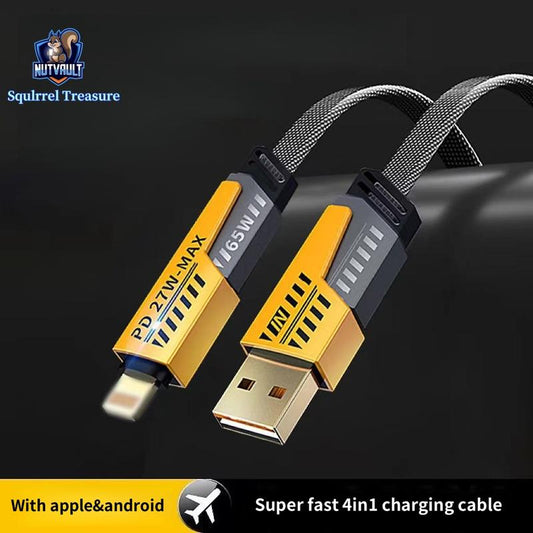 4-In-1 Universal Fast Charge Cable，Works with Iphone & Android，Charge Even Faster，Martchip inside – Hypercharge，Thermalsafe Charge – No Overcharge