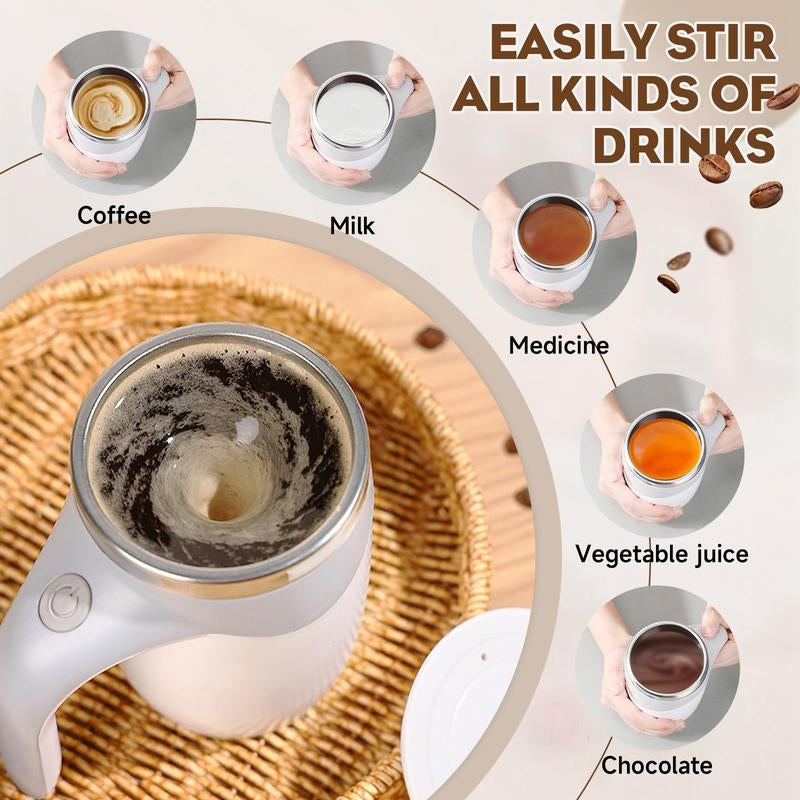 USB Charging Automatic Stirring Cup, Multifunctional Electric Coffee Cup with Dust Cover, Rotating Stainless Steel Cup Milk Cup, Suitable for Kitchen, Office, Bedroom, Easy Stirring Kettle Cup Beverage Mixer Drink Mixer