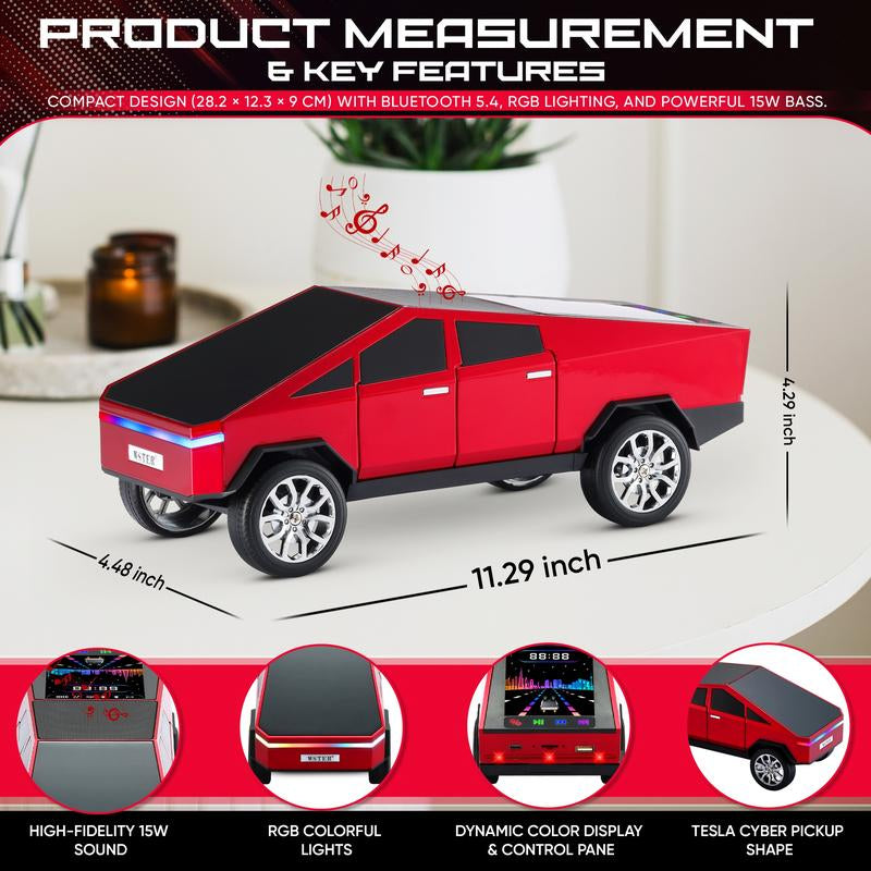 Fuzix WS-580 Pickup Truck Model Bluetooth Speaker with USB Micro SD AUX FM Radio TWS Pairing for Indoor Outdoor Party Birthday Gift Cybertruck
