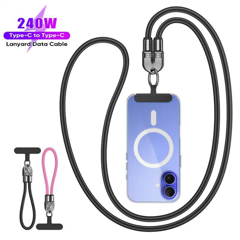 240W USB-C Fast Charging Phone Lanyard | 7Mm Nylon | Crossbody/Wrist Strap | Phone Sa*Sung Xiaom-Yy