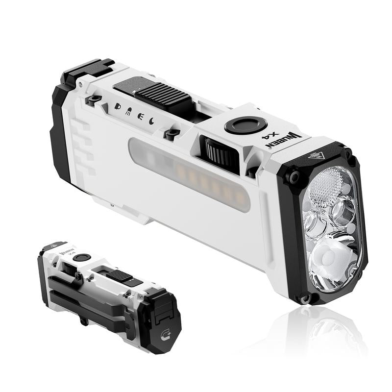 【NEW LAUNCH】WUBEN X4 1500 Lumens Multi-Function LED Flat Flashlight, RGB Mood Light & Side Camping Lamp, Instant-On Tail Switch, USB-C Rechargeable, IP68 Waterproof for Camping, Hiking, Night Patrol