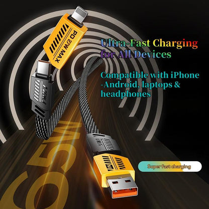 4-In-1 Universal Fast Charge Cable，Works with Iphone & Android，Charge Even Faster，Martchip inside – Hypercharge，Thermalsafe Charge – No Overcharge