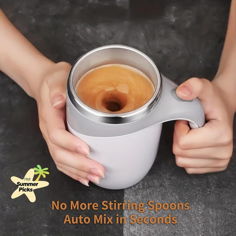 USB Charging Automatic Stirring Cup, Multifunctional Electric Coffee Cup with Dust Cover, Rotating Stainless Steel Cup Milk Cup, Suitable for Kitchen, Office, Bedroom, Easy Stirring Kettle Cup Beverage Mixer Drink Mixer