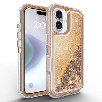 Glitter Case for Iphone 16 Pro Max 15 14 13 12 Pro Max plus for Women Girl Clear 3-In-1 Heavy Duty Protective Phone Case with Floating Liquid Quicksand Shiny Bling Sparkly Cute