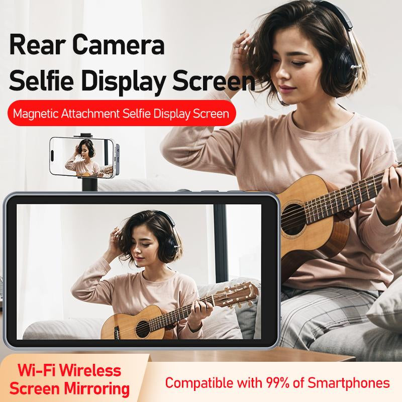 Featwell Selfie Display For, Featuring Audio Playback, Wireless Screen Mirroring with Remote Control Functionality (Compatible with Iphone and Android Devices). an Essential Tool for Content Creators, Supporting Live Streaming and Tiktok.
