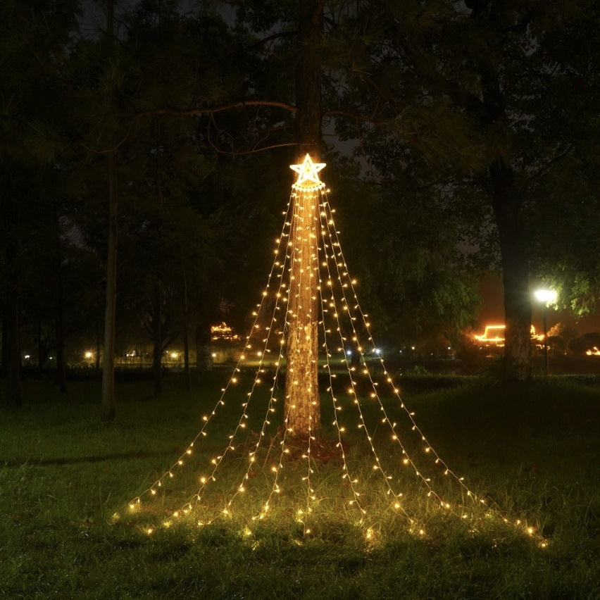 LED Five-Pointed Star Waterfall Light with Flowing Effect