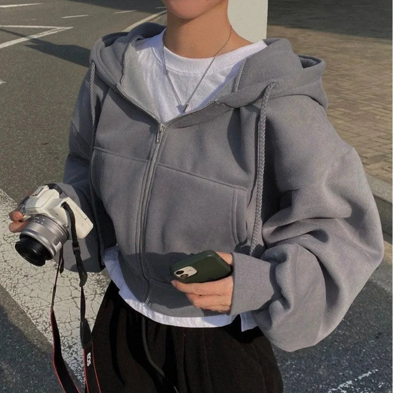 Officialz Cropped Zip-Up Hoodie