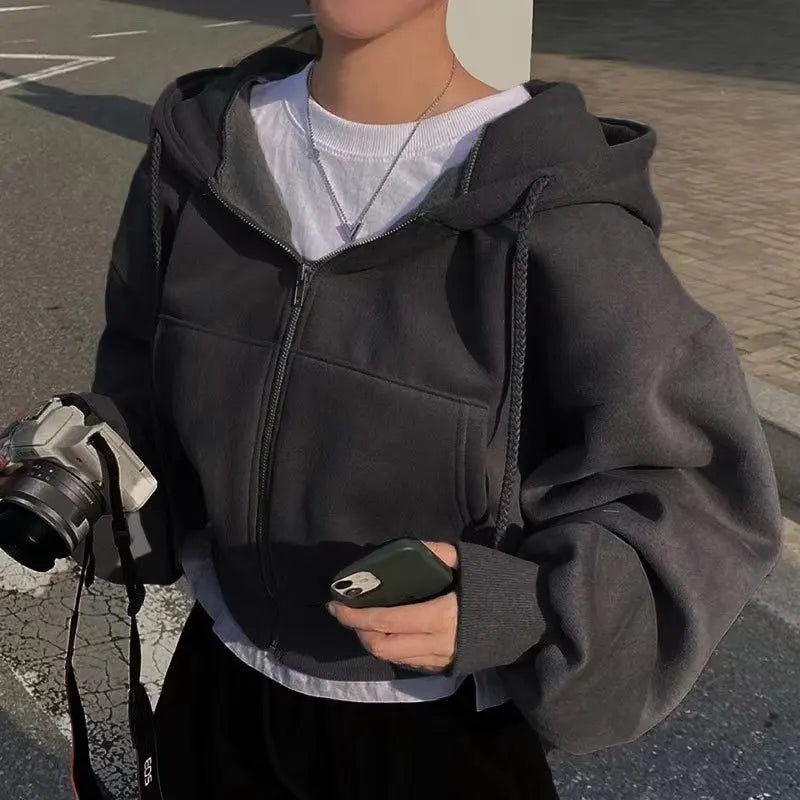 Officialz Cropped Zip-Up Hoodie