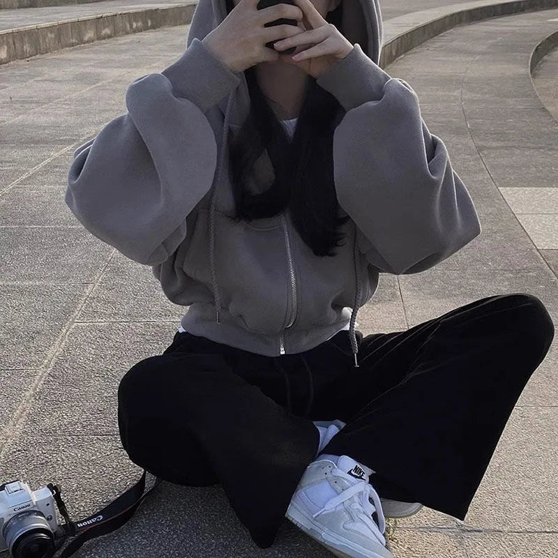 Officialz Cropped Zip-Up Hoodie