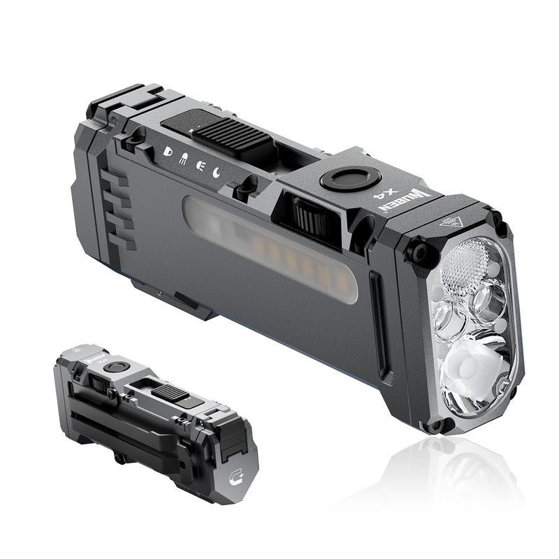 【NEW LAUNCH】WUBEN X4 1500 Lumens Multi-Function LED Flat Flashlight, RGB Mood Light & Side Camping Lamp, Instant-On Tail Switch, USB-C Rechargeable, IP68 Waterproof for Camping, Hiking, Night Patrol