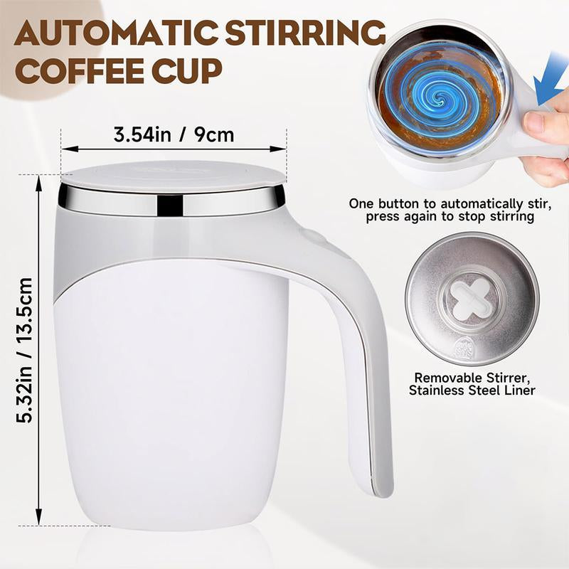 USB Charging Automatic Stirring Cup, Multifunctional Electric Coffee Cup with Dust Cover, Rotating Stainless Steel Cup Milk Cup, Suitable for Kitchen, Office, Bedroom, Easy Stirring Kettle Cup Beverage Mixer Drink Mixer
