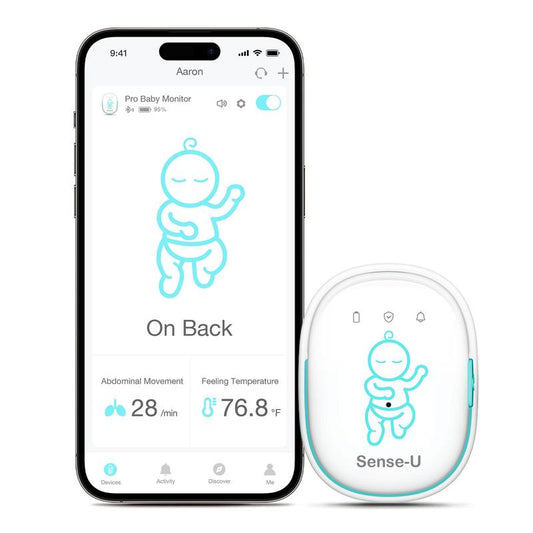 Sense-U Pro Baby Monitor – Breathing Movement, Rollover & Overheating Trackers for Better Sleep, Simple Clip-On Smart Sleep Monitor with Arousal Vibration, Audible Alerts & Sleep Analysis