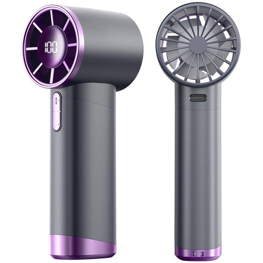 Portable Handheld Fan, Speed (1-100) Adjustable Turbo Mini Fan, 3000Mah Battery Rechargeable Personal Fan with Metal Body, Digital Display, Gifts for Women Men Travel/Camping/Outdoor-Grey