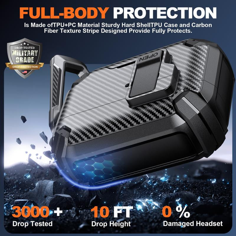 Mulifunctional Earbuds Case with Holder ，Anti-Fall Protective Case ,Generation Case with Secure Lock,Full Body Shockproof Hard Protective Cover for Airpods1/2, 3，Pro,Pro 2,Airpods 4 .In Ear Headphone Pouch ,Earbuds Case,Duarable Protection Audio