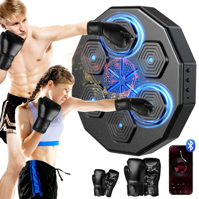 Upgraded Music Boxing Machine - Smart Bluetooth Wall-Mounted Boxing Trainer with Punch Counter, Adjustable Speed & Premium Gloves - Home/Office Workout & Stress Relief for Fitness Enthusiasts