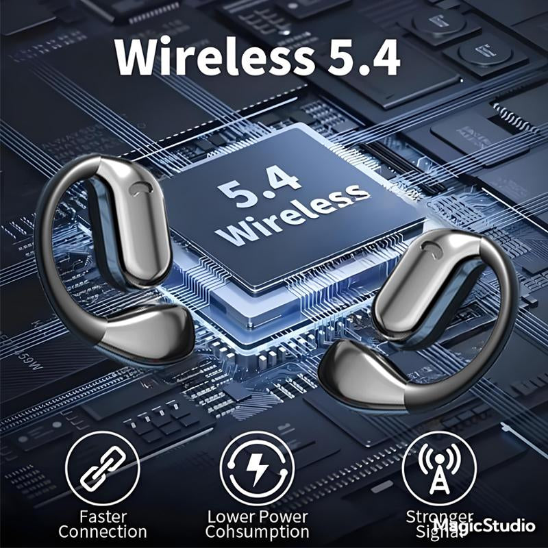 M75 Wireless Open-Ear Headphone,Bluetooth 5.4 Earphones ,IPX6 Water Proof, HIFI Sound Quality Music Earbuds for Gaming Travel Sports Built-In Mic,Electronic Audio&Video Product Headset Wireless Bluetooth Open Earbuds with Long Playtime Black