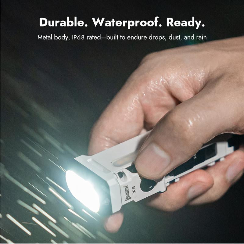 【NEW LAUNCH】WUBEN X4 1500 Lumens Multi-Function LED Flat Flashlight, RGB Mood Light & Side Camping Lamp, Instant-On Tail Switch, USB-C Rechargeable, IP68 Waterproof for Camping, Hiking, Night Patrol