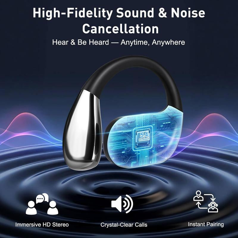 M75 Wireless Open-Ear Headphone,Bluetooth 5.4 Earphones ,IPX6 Water Proof, HIFI Sound Quality Music Earbuds for Gaming Travel Sports Built-In Mic,Electronic Audio&Video Product Headset Wireless Bluetooth Open Earbuds with Long Playtime Black
