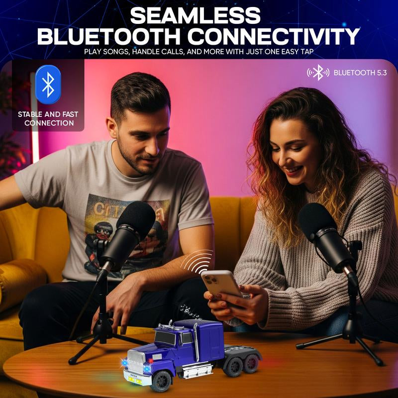 Fuzix WS-570 Truck Model Bluetooth Speaker with USB Micro SD AUX FM Radio TWS Pairing for Indoor Outdoor Party Birthday Gift Cybertruck Car-Inspired Design High-Quality Sound Portable Power Compact Gift-Worthy