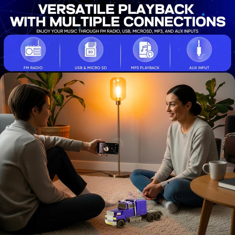 Fuzix WS-570 Truck Model Bluetooth Speaker with USB Micro SD AUX FM Radio TWS Pairing for Indoor Outdoor Party Birthday Gift Cybertruck Car-Inspired Design High-Quality Sound Portable Power Compact Gift-Worthy
