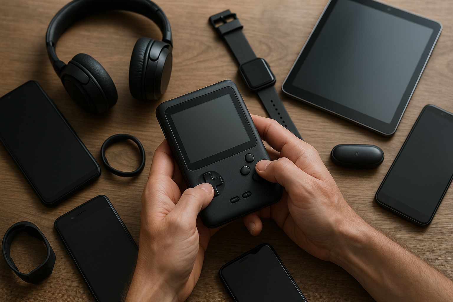 not just one gadgets multiple gadgets should be around him too